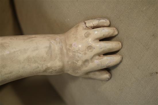 A late 19th century German bisque head doll 29in.